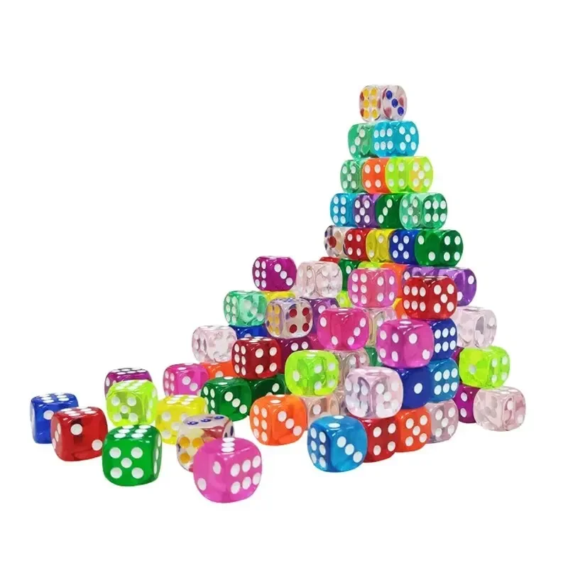 50PCS 14mm Colorful Transparent Dice Set Rounded Edge Board Game Dice for Tabletop RPG D&D Casino Party Game dice dice set