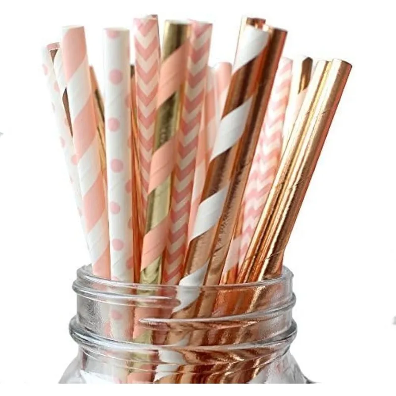 Disposable Paper Straws 150 Pieces Biodegradable Drinking Paper Straws