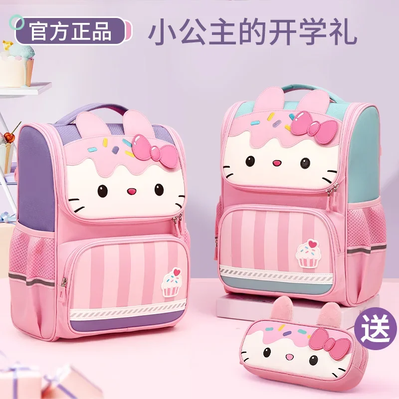 

Sanrio Hello Kitty New Student Schoolbag Large Capacity Lightweight Cute Cartoon Shoulder Pad Stain-Resistant Children Backpack