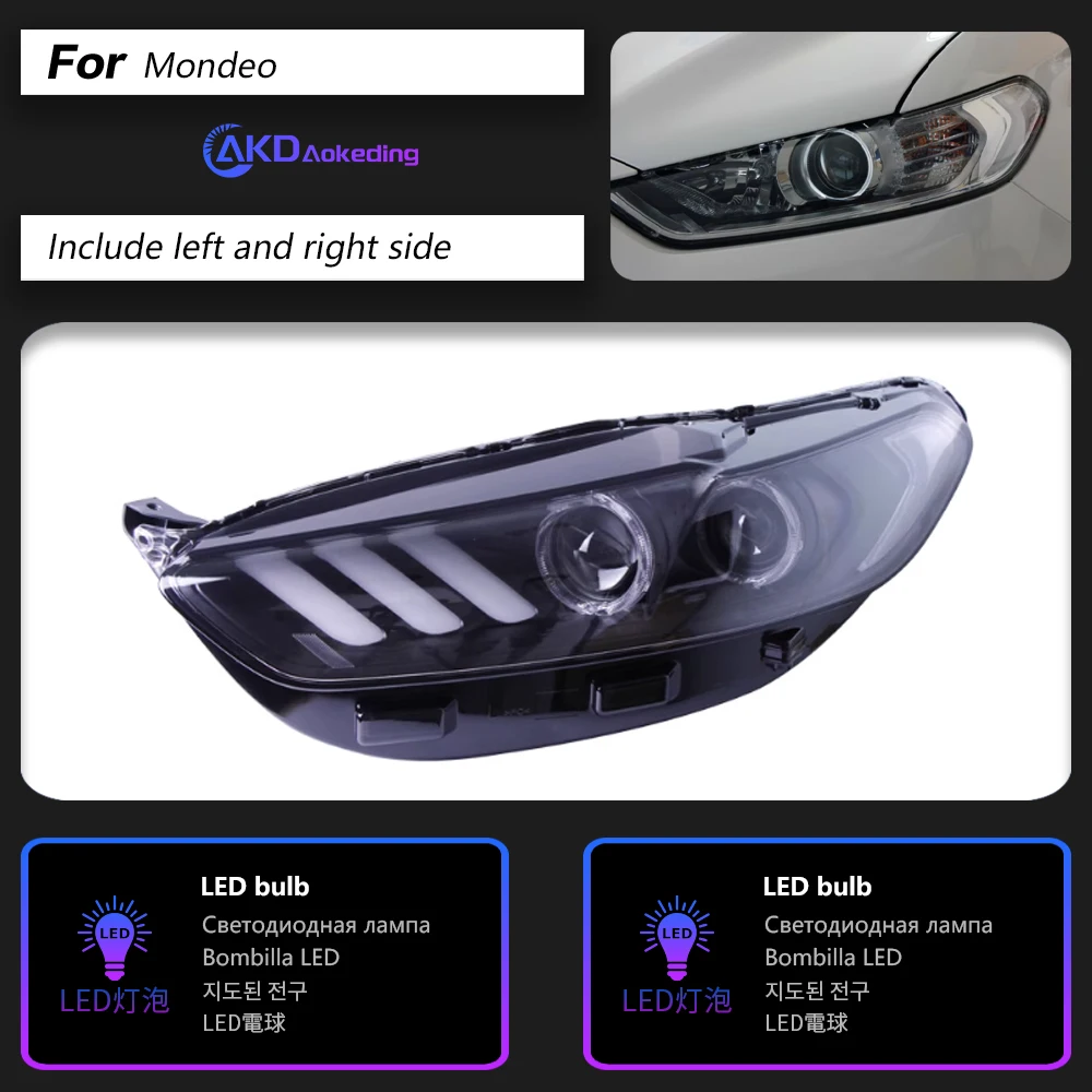 AKD Car Model for Ford Fusion Headlight 2013-2017 Mondeo DRL Mustang Design Hid Dynamic Signal Bi Xenon LED Beam Accessories - Image 6