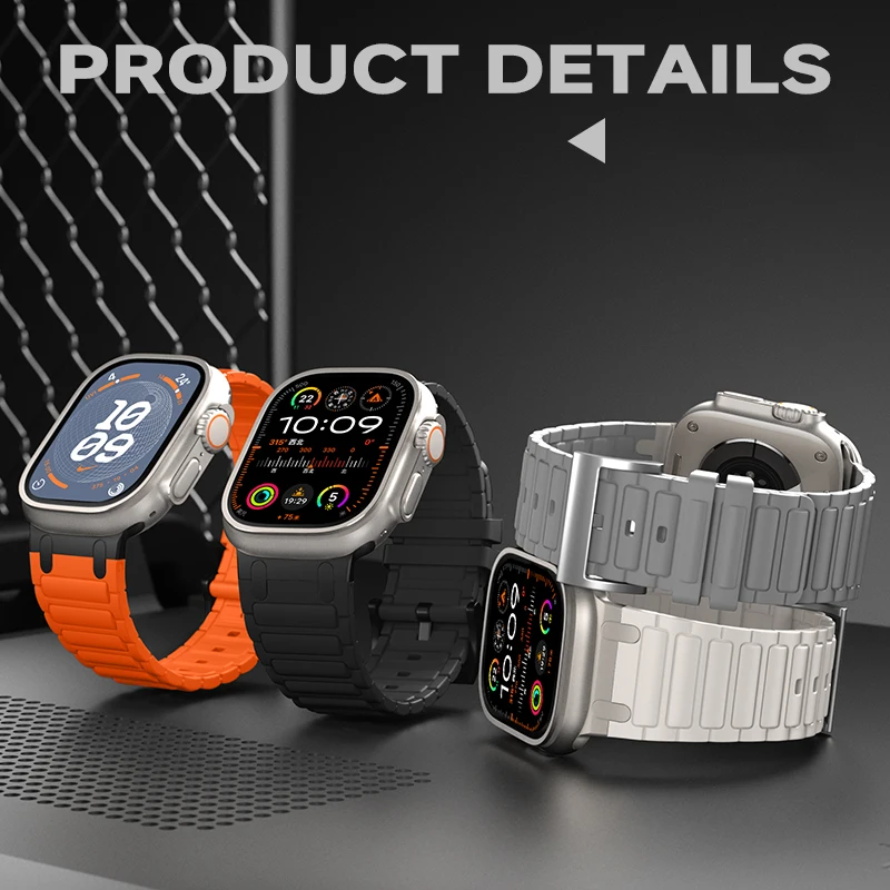 Enhanced Silicone Strap with Modified Metal Integration for Smartwatch Wristbands