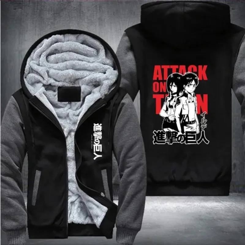 

Attack on Titan Hoodies Jacket Man Coat Winter Men Casual Wool Liner Fleece Thicken Sweatshirts Hoody Varsity Jacket Men Tops