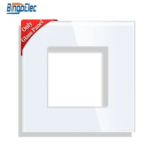  Bingoelec White Crystal Tempered Glass Panel Light switch eu french wall socket usb tv rj45 satellite Sensor switch Module DIY 