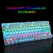 

Retro Punk Mechanical Keyboard Blue Switch 87 Keys USB Wired Gaming Keyboards RGB Backlit Round Keycap For PC Laptop Gamers