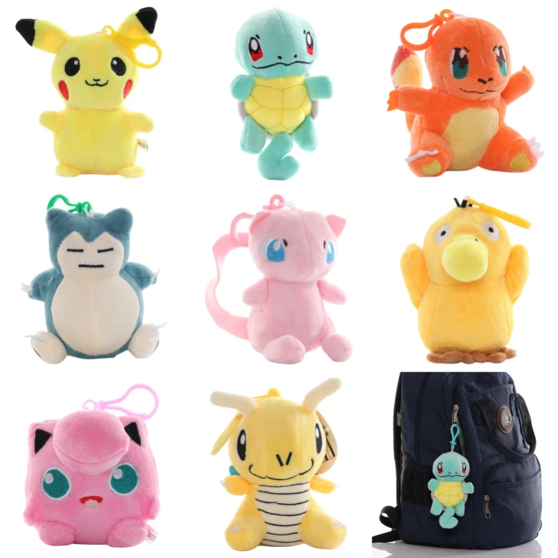 Pokemon Pikachu Charmander Squirtle Snorlax Psyduck Plush Keychain Toys Cute Jigglypuff Dragonite Psyduck Peluche Pendant Dolls