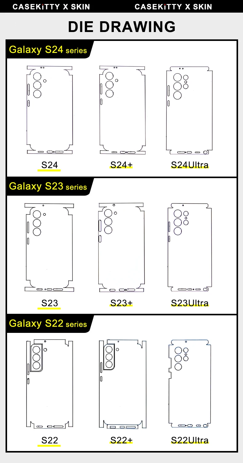 CASEKiTTY-طبقة ظهر جلدية لسامسونج جالاكسي ، لف جلد ، واقي شارات واقي بغطاء كامل ، ملصق S24 Ultra ، S23 Plus ، S22