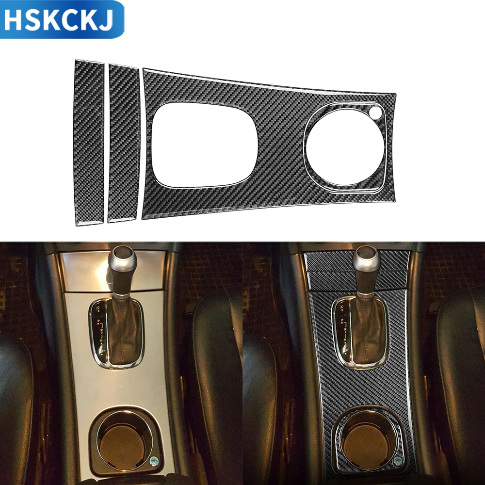 

4pcs Real Carbon Fiber Interior Auto Gearbox Panel Storage Box Set Trim Sticker For Mercedes-Benz C Class W203 2005-2007