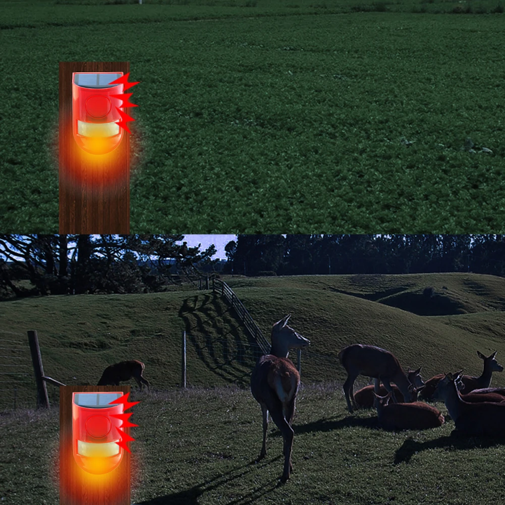 Solar Infrared Motion Sensor Alarm Waterproof Motion Sensor Detector Remote Control Multifunctional for Villa Farm Yard Garden