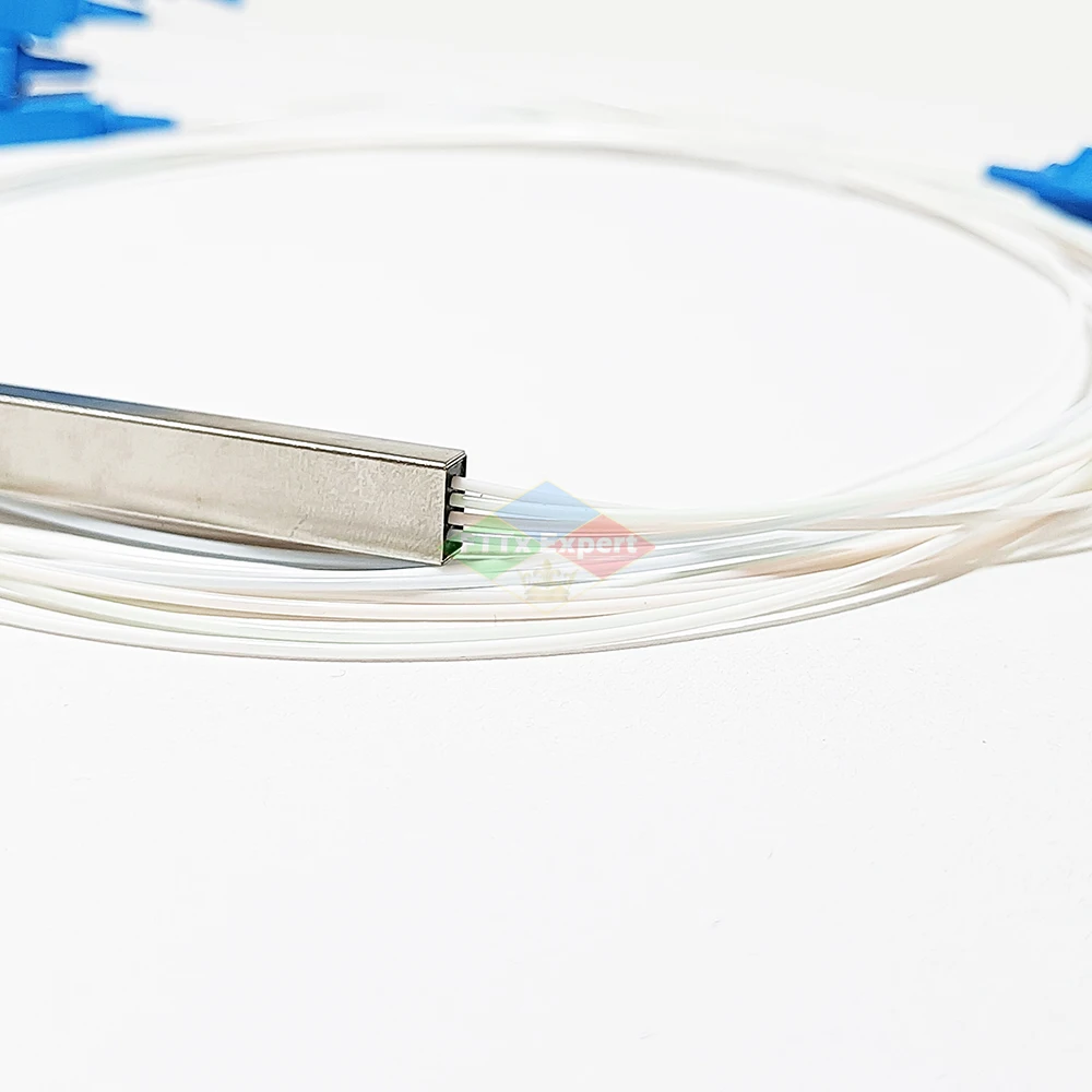 SC UPC Fiber Optical PLC Splitter SC 1 X 4 Mini Steel Tube Type 1x4 0.9mm Fiber Opitc Splitter Micro-Enclosed Splitter