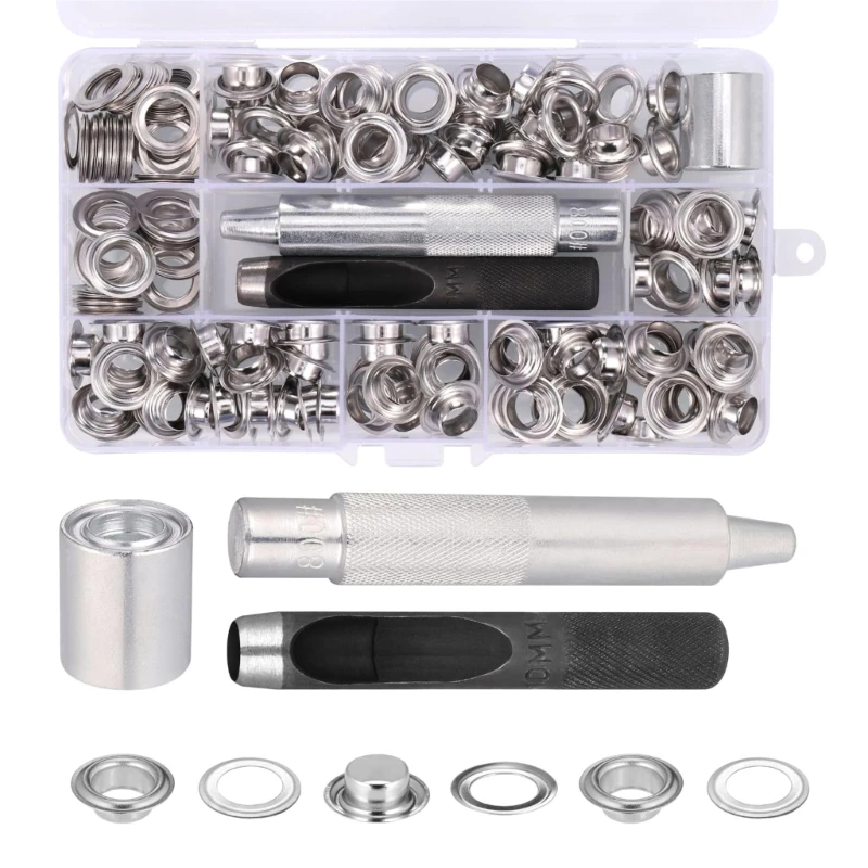 

Metal Grommet Tool Kits for Fabric Leathers Shoe 120 Sets Grommets Eyelets Kits DropShip