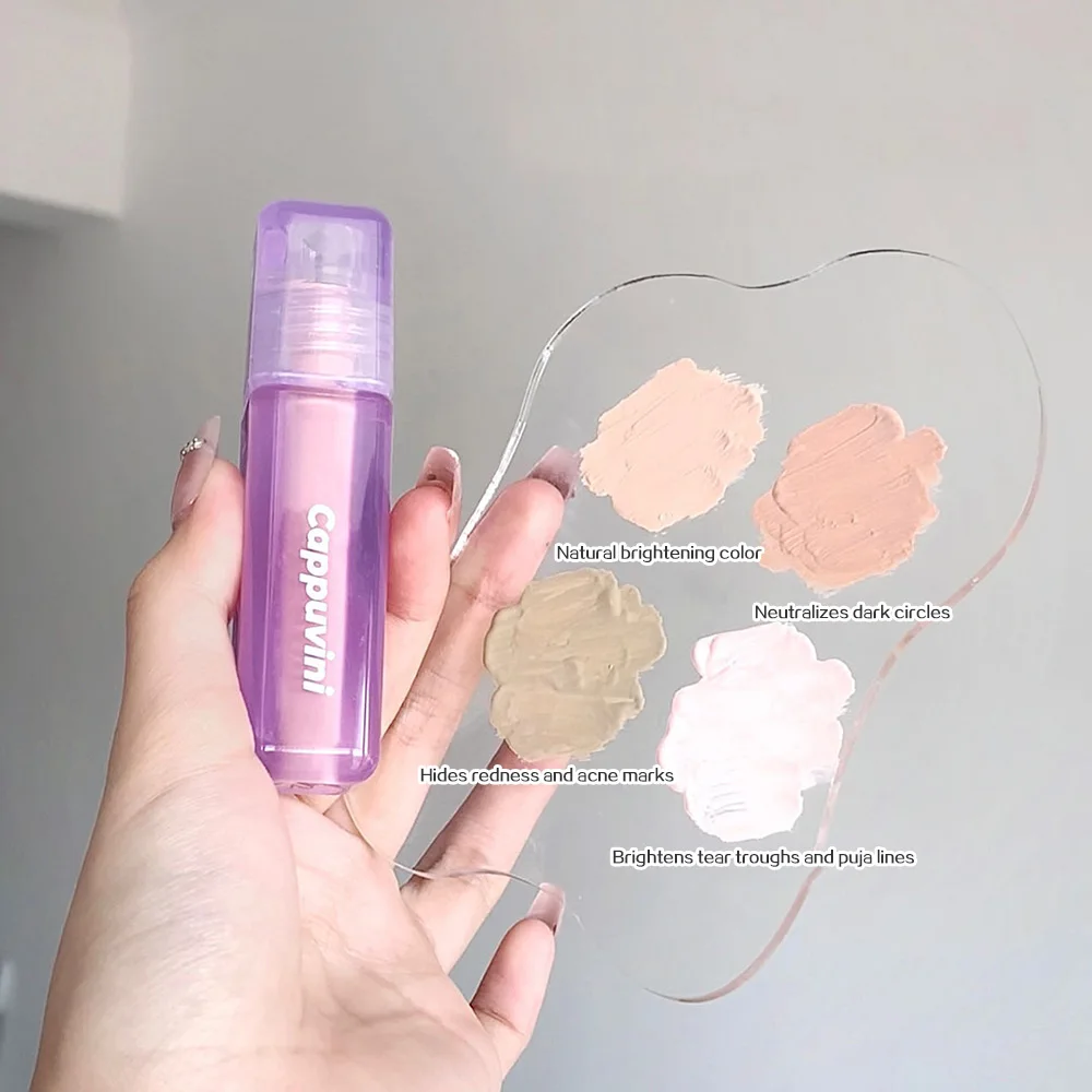 Cappuvini Velvet Highlighter Concealer Liquid Cover Acne Marks Dark Circles Brighten Skin Tone Moisturize Long-lasting Makeup