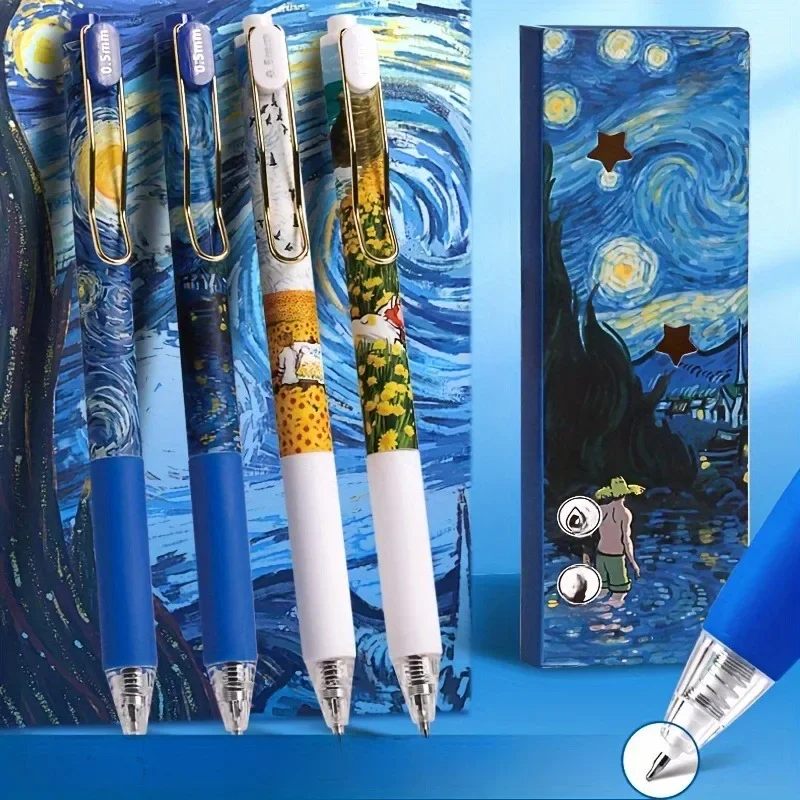 Set of 4 Retractable Gel Pens, Smooth 0.5mm Tips, Lightweight Blue Design—Perfect for School, Office, and Gifting