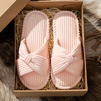 Fashion Spring and Autumn Women's Slippers Cute Bow Indoor Soft Bottom Comfortable Dry Breathable Home Casual Shoes 1
