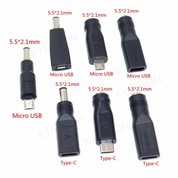 마이크로 USB 2.0-DC 5.5x2.1mm 전원 잭 어댑터 플러그, USB C-DC 5.5x2.1mm 전원 커넥터 어댑터, 5V, 1 개