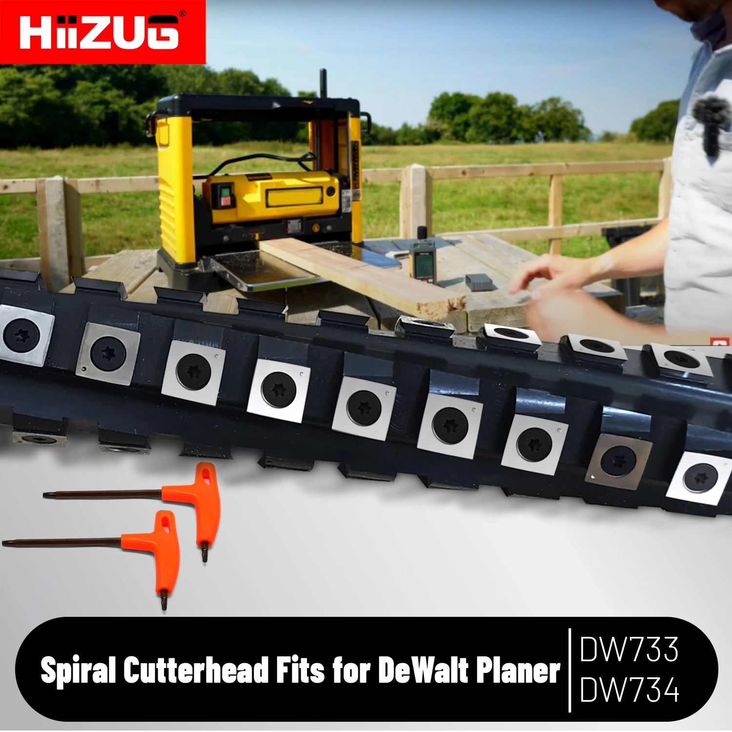 Dewalt DW733 DW734 Planer Helical Spiral Cutter Head 322mm Cutting Length with 54Pcs Carbide Inserts for Dewalt Wood Planer