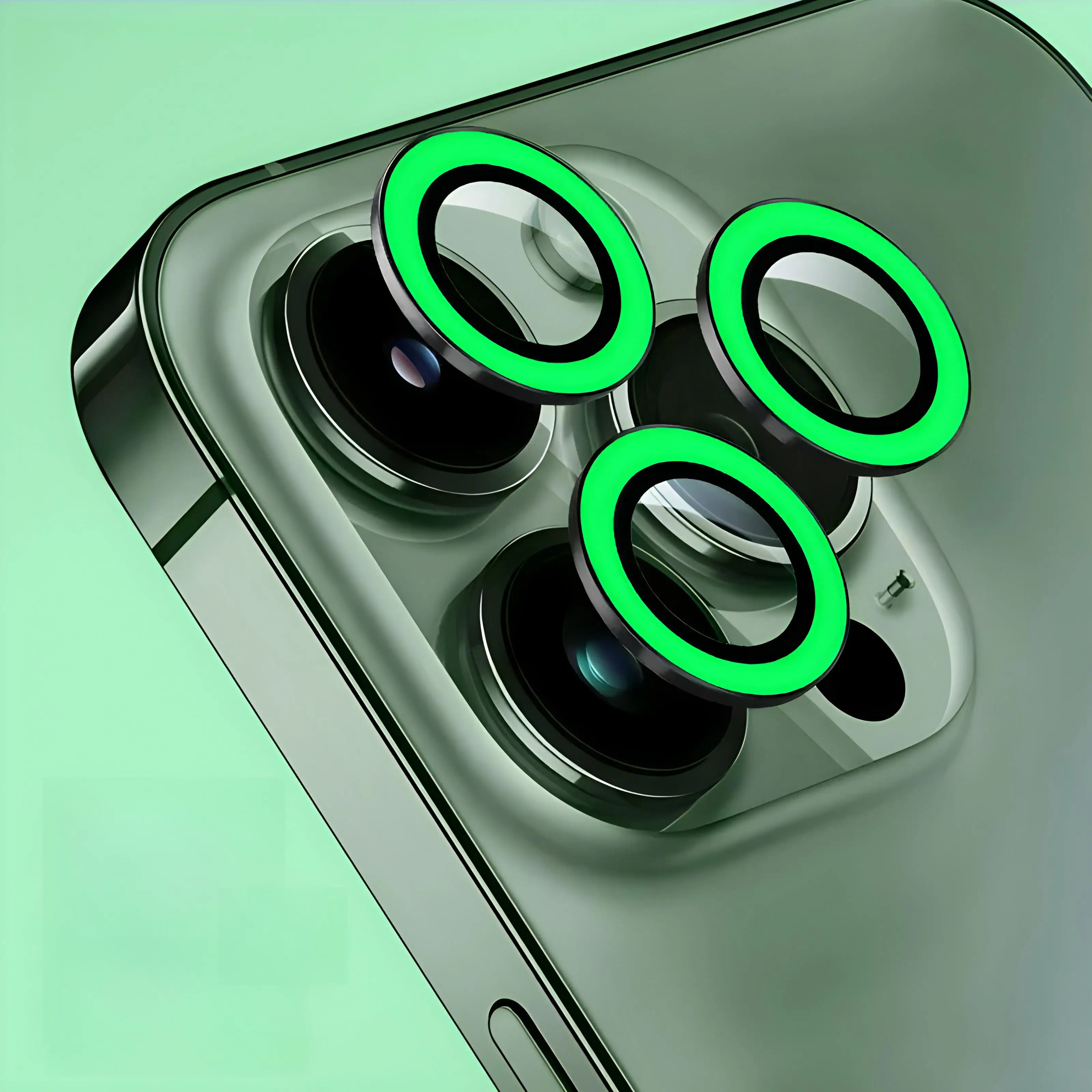 Luminous Ceramic Tempered Glass Camera Protector with Glowing Lens Cap