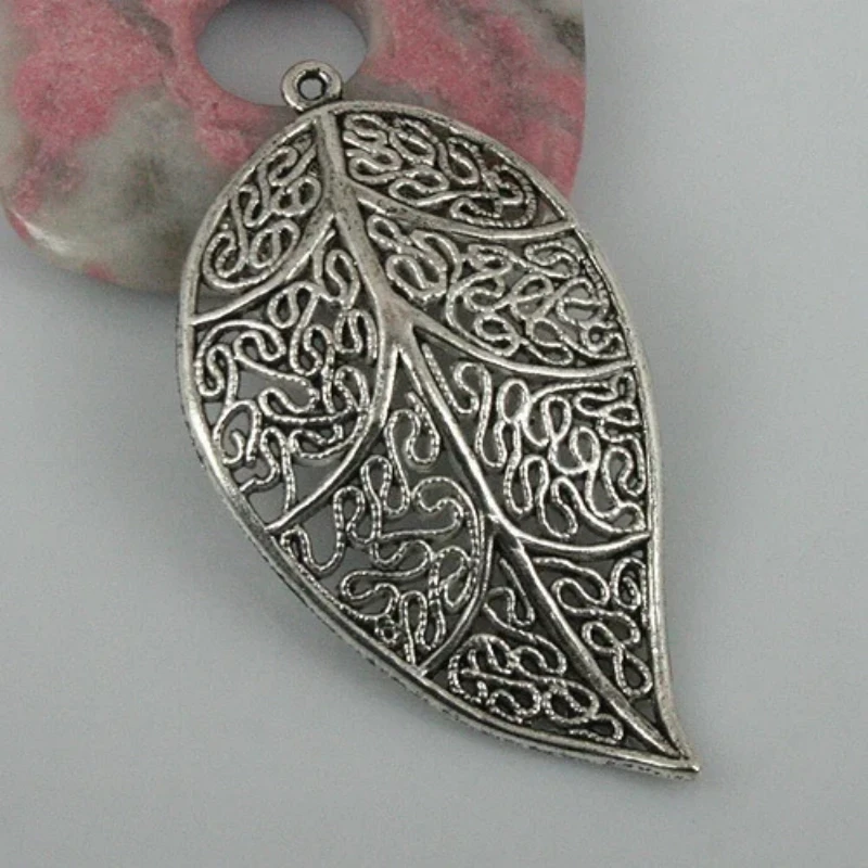 

4pcs tibetan silver color big hollow leaf pendant 57x31mm EF0483