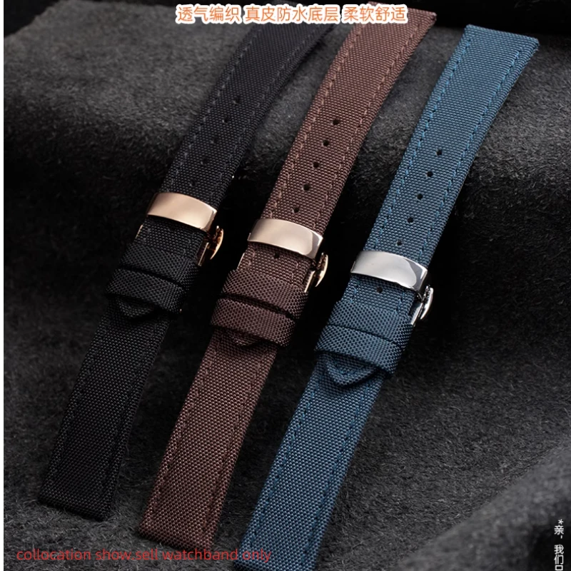 브라이틀링용 나일론 가죽 시계 스트랩, Seawolf Blackbird Avenger Tudor Black Shield 캔버스 시계 밴드, 남성용 팔찌, 20mm, 22mm, 24mm
