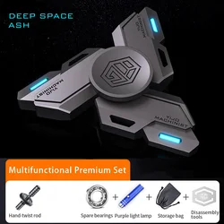 Luminous Metal Alloy Fidget Spinner - Long Lasting Stress Relief Toy (Grey Premium Set)