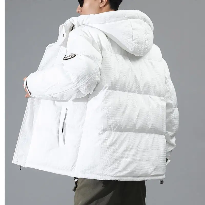 Fashion 2023 Autumn Winter Cotton-Paaded Jackets Men's Casual Tops Hooded Down Coats Outwear Loose Solid Warm And Thick Parkas