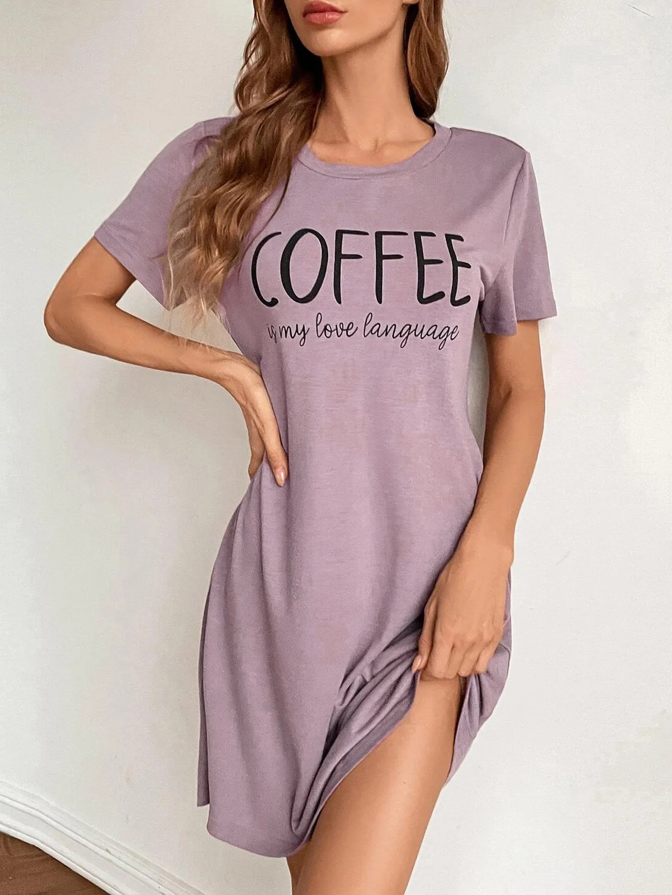 Women's Short Sleeve Nightgown Summer Women's Ice Silk Dresses Vintage Style Short Sleeve Round Neck Dresses
