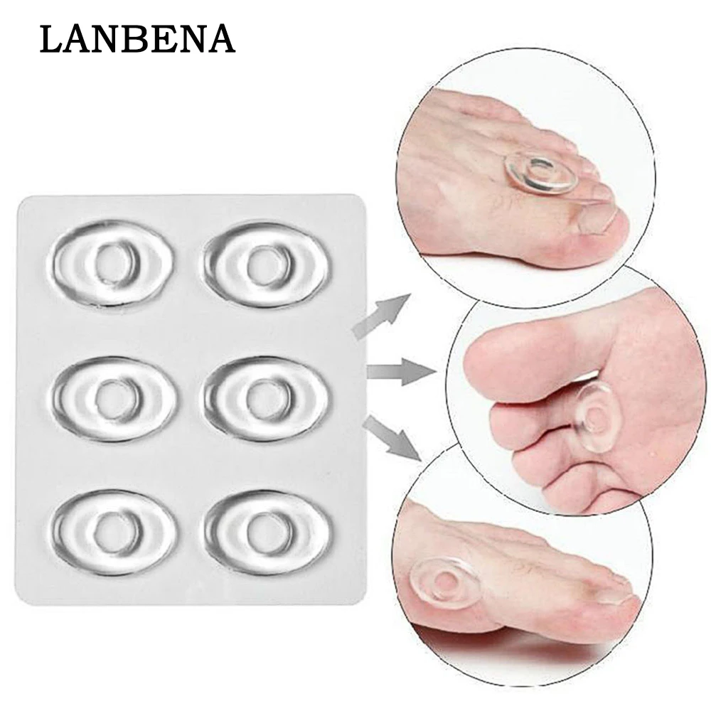 6pcs/set Soft Gel Toes Pads From Calluses Of Shoes Rear Round Pads Of