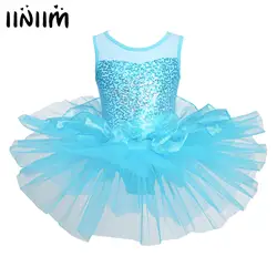 iiniim Girls Ballerina Party Costume Sequined Flower Ballet Dance Dress Dancewear Gymnastic Leotard for Kids Ballet Tutu Dress