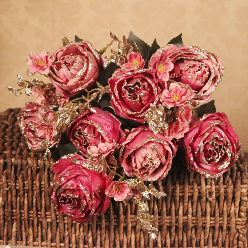 

Artificial Peony Bouquet Set Fake Flower Living Room Bonsai European Silk Flower