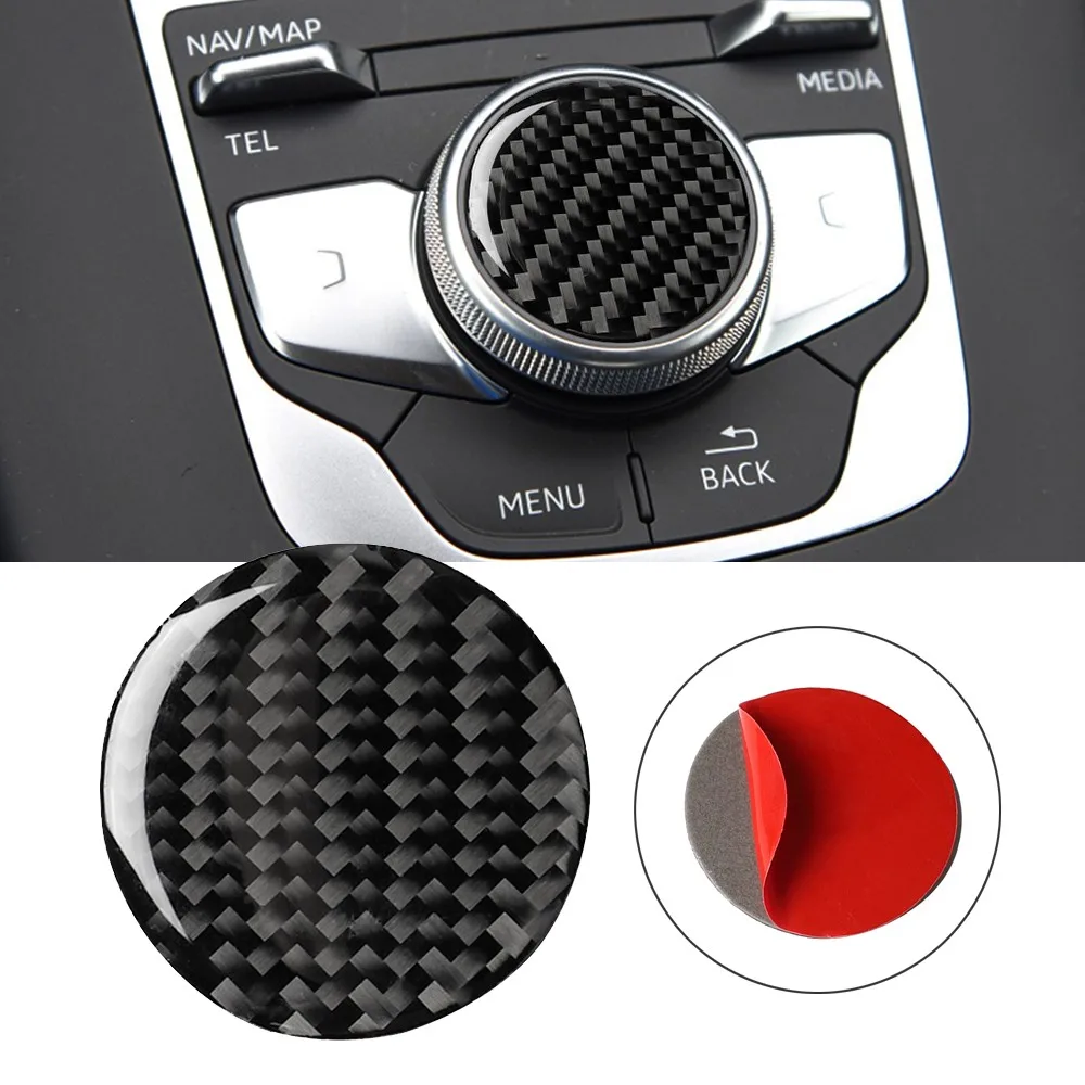 

Carbon Fiber Central Control Multimedia Knob Decals Cover Trim Stickers For Audi A3 2014-2017 Accessory Car Styling Trim Sticker