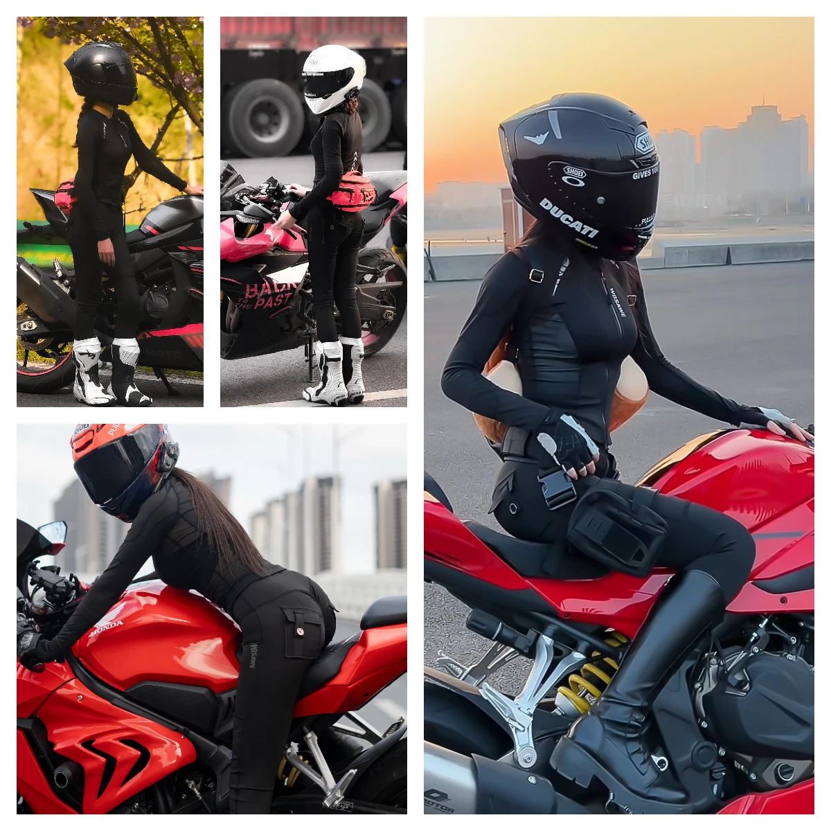 Women's Motorcycle Jacket and Pants Set with Removable Kneepads Soft Protective Gear CE Certified Motorcycle Combination motorcycle jacket motocross gear set