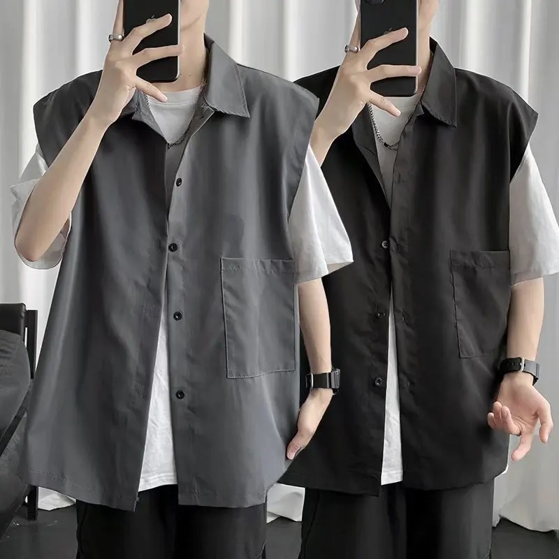 Workwear Vest Men's Korean Version Trendy Loose Spring Summer Thin Sleeveless Vest Handsome Sleeveless Jacket Men's Clothing