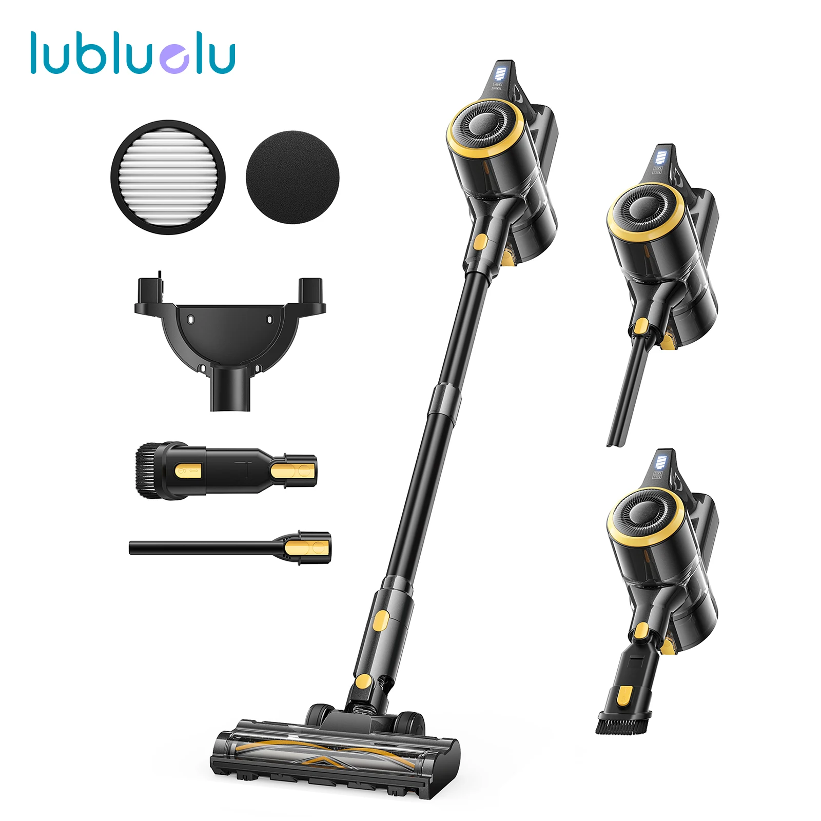 Lubluelu P3 Cordless Vacuum Cleaner 33Kpa Strong Suction 50Min Runtime Self-Standing for Hard Floor Carpet Pet Hair Removal