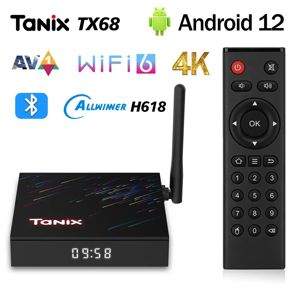 ТВ-приставка Tanix TX68, Android 12,0, Allwinner H618, 2/4 ГБ ОЗУ, 16 ГБ, 32 ГБ, 64 ГБ