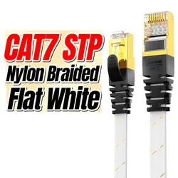 AMPCOM High-Speed CAT7 Flat Ethernet Network Cable - 10 m (White)