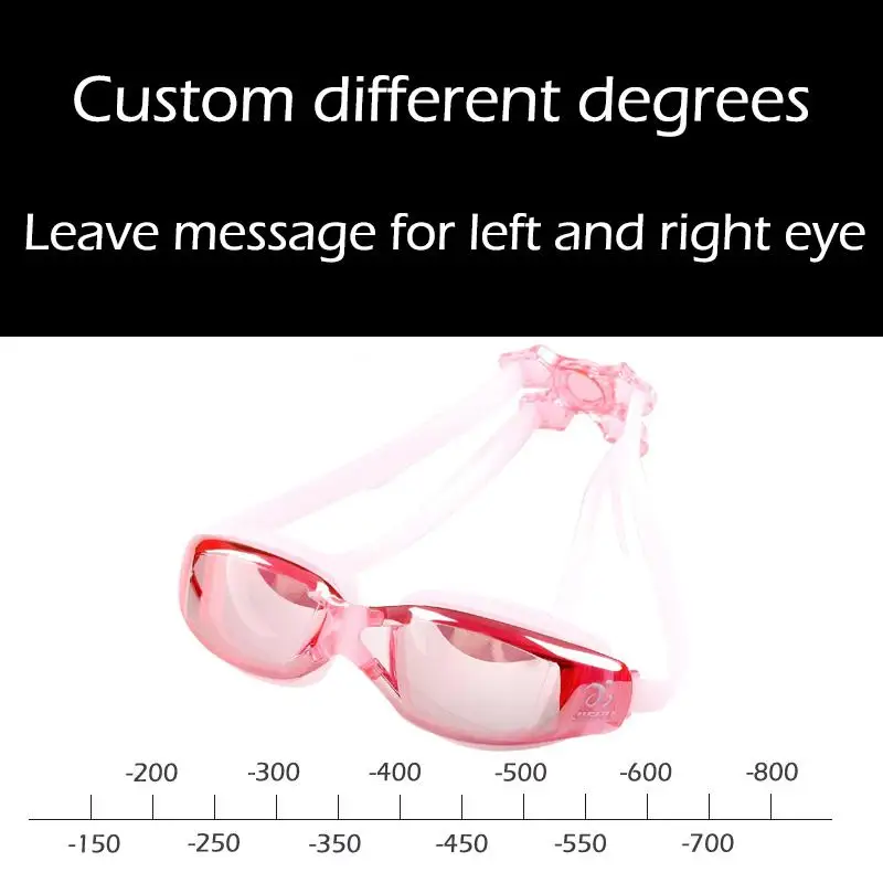Adult -1.5 To -8.0 Myopia Electroplated Swim Glasses Waterproof Anti Fog Swim Goggles Custom Different Left Right Eye Degrees 2