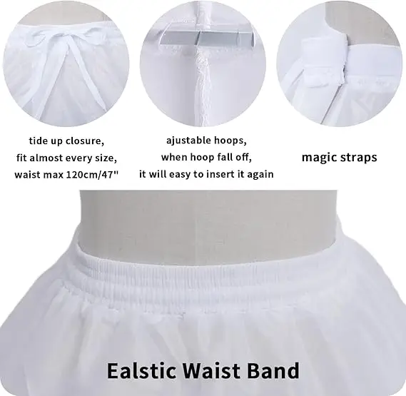6 Hoop Crinoline White Long Wedding Petticoat Ball Gown