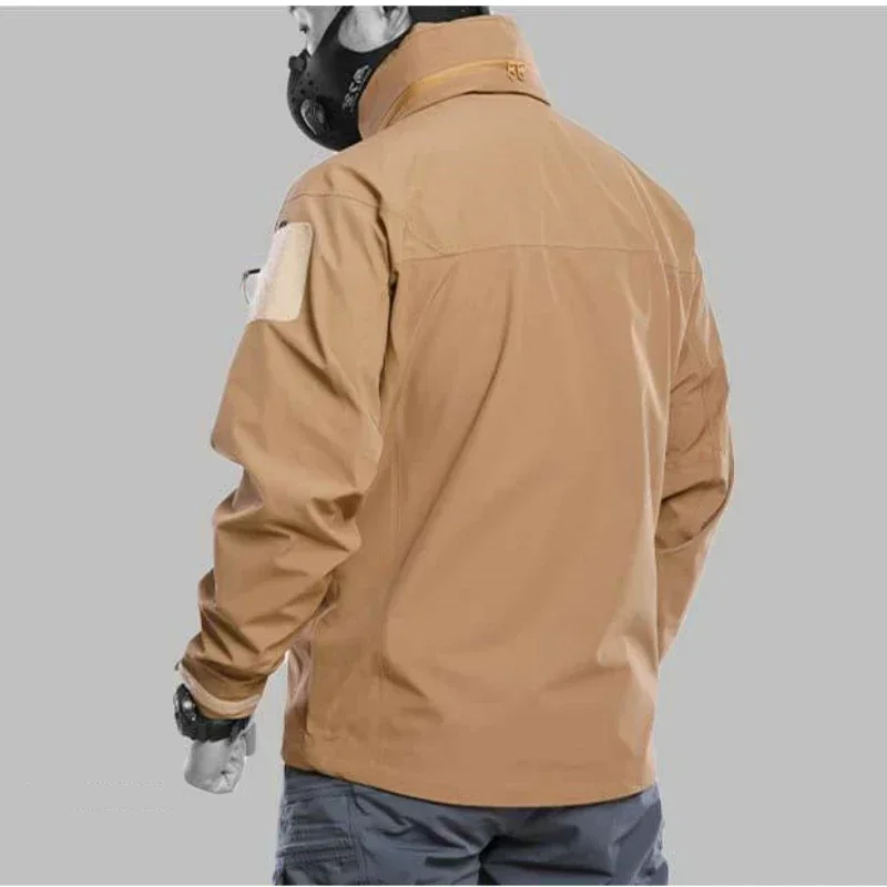 Rainstorm Waterproof Hardshell Tactical Jacket US Spring Autumn Thin Windproof Hooded Coat Men Outdoor Climbing Hiking Clothing