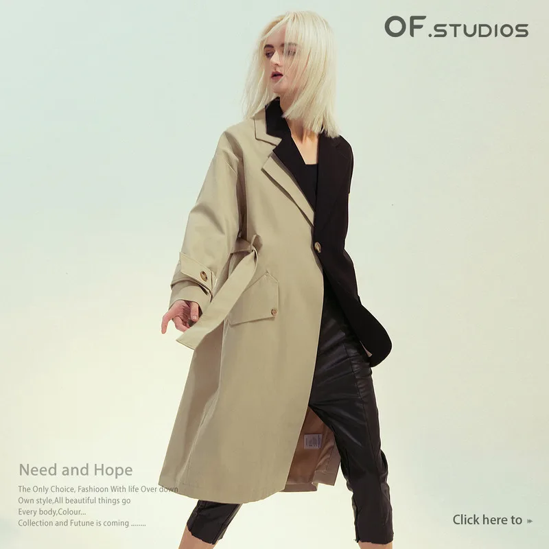 2024 Vorfrühling Britischer Retro-Stil Patchwork-Farbe Asymmetrische personalisierte Trenchcoat-Anzugjacke_voghion.com