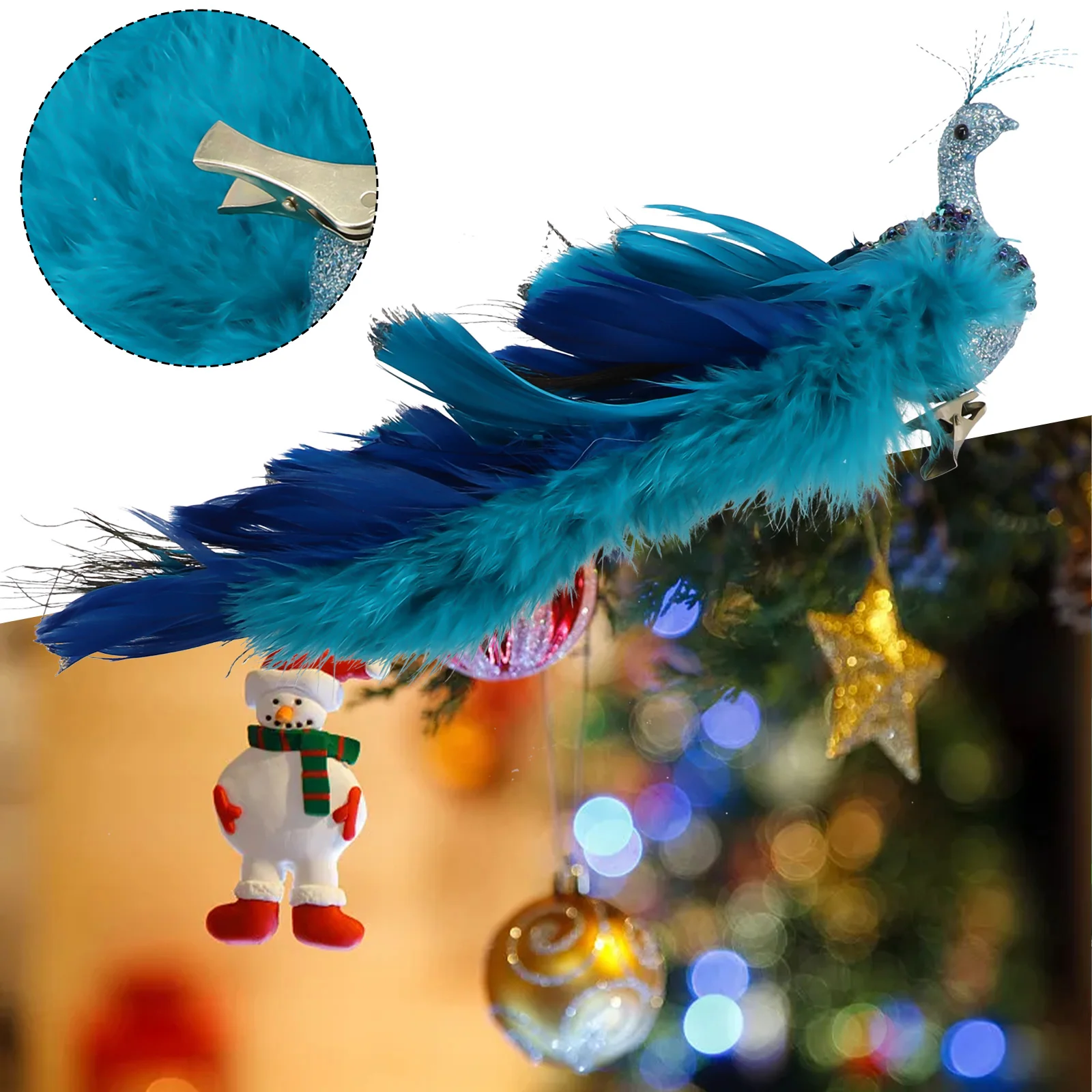 

Искусственный синий павлин, украшения для рождественской елки, украшения для дома