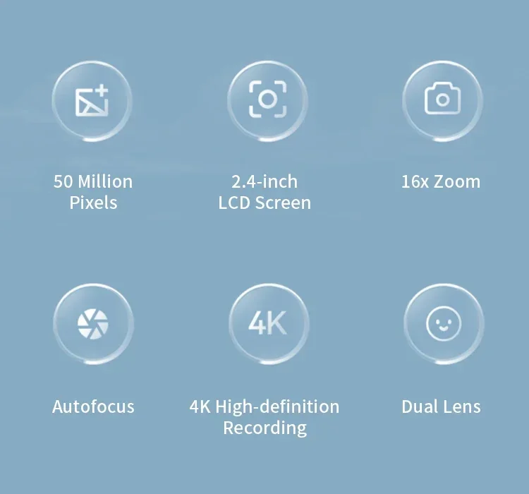 Description Picture 3 of itemDigital Camera Children Camera Camcorder With 16x Zoom 1080P HD 50MP Compact Mini Cameras For Beginner Photography Selfie