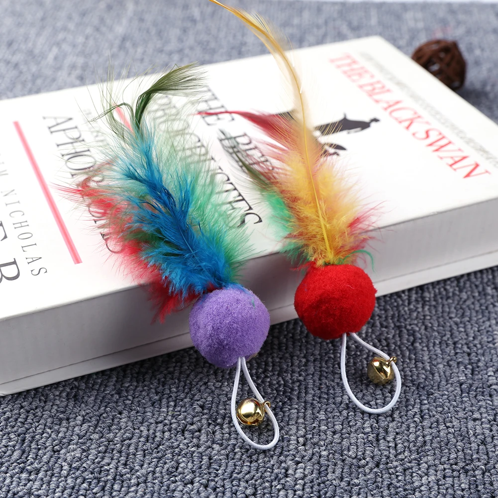 10PCS Replacement Cat Feather Teaser Toys with Bell – Interactive Wand Refills for Indoor Cats