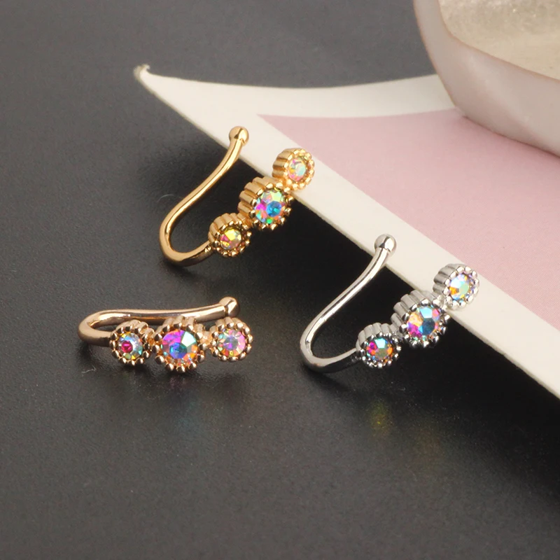 Crystal Butterfly Fake Nose Ring Non Piercing Clip On Nose Ring Indian Style Heart Nose Cuff Fake Piercing Nariz Jewelry