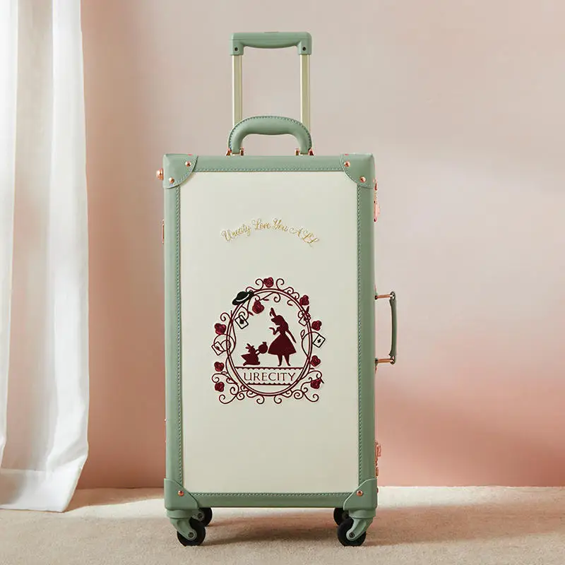 Maleta de viaje de celebridades de red de equipaje de cuero vintage de alta gama con bolso maleta de cuero con contraseña de 20/24/26 pulgadas cubierta de carrito
