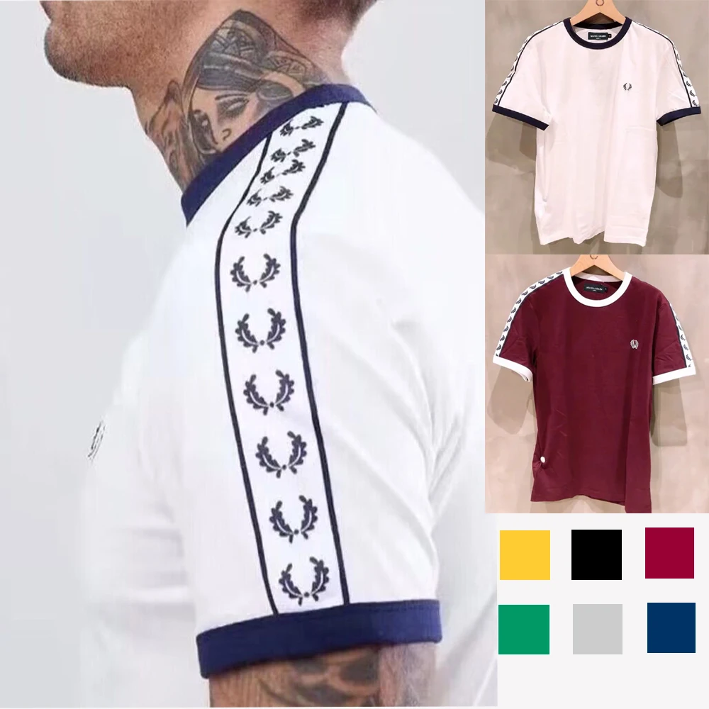 

F. Perry Barley Embroidery Sports Breathable Casual Short Sleeved Slim Fit Loose Round Neck T-shirt Special Price Free Shipping