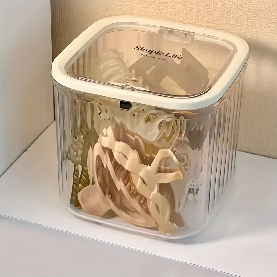 Boîte Rangement Accessoires Cheveux - Transparente PET 15x15x8 Cm, Couvercle Facile, Organisateur épingles