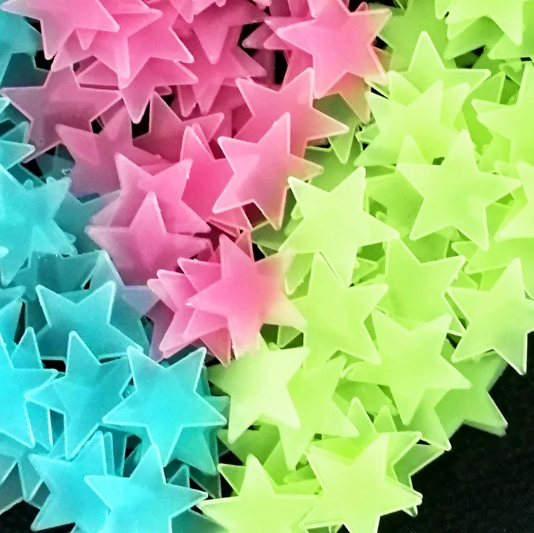 Description Picture 6 of item50-1000pcs Luminous Stars 3D Wall Stickers Glow In The Dark Fluorescent Adhesive Decoration for Home Baby Kids Bedroom Ceiling