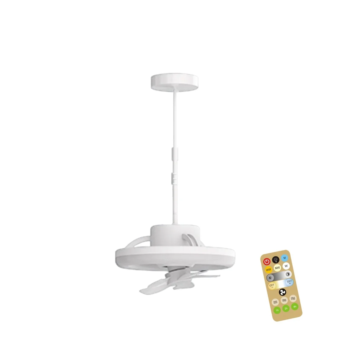

48W Ceiling Fan with Lighting Lamp E27 Base with Remote Control for Bedroom Living Home Silent Telescopic Rod
