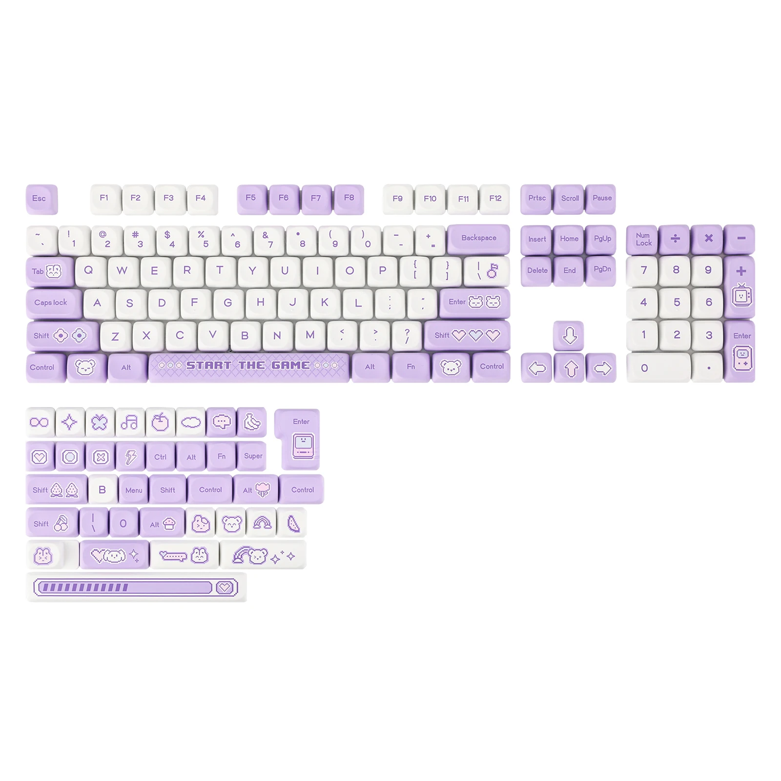 Epomaker Dye-sublimação Pbt Moa Profile Conjunto para Teclado Mecânico de Jogos Pixel-plush Compatível com Ansi e Iso 141 Key