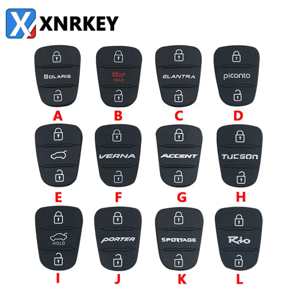 XNRKEY Rubber Button Pad for Hyundai I30 IX35 Solaris Accent Elantra Sportage Hold Kia K2 K5 RIO Verna Flip Car Remote Key Shell