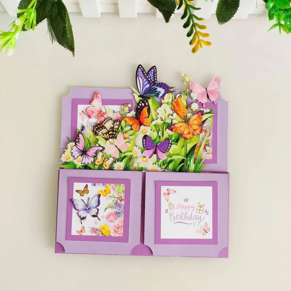 Warm Heartfelt Greeting Card 3d Butterfly Bouquet Birthday Card for Family Friends Handmade Pop-up Gift Box Celebration